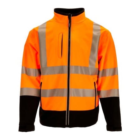 Refrigiwear Men's HiVis Softshell Insulated Jacket, Large, Black/Orange 9291RBORLARL2